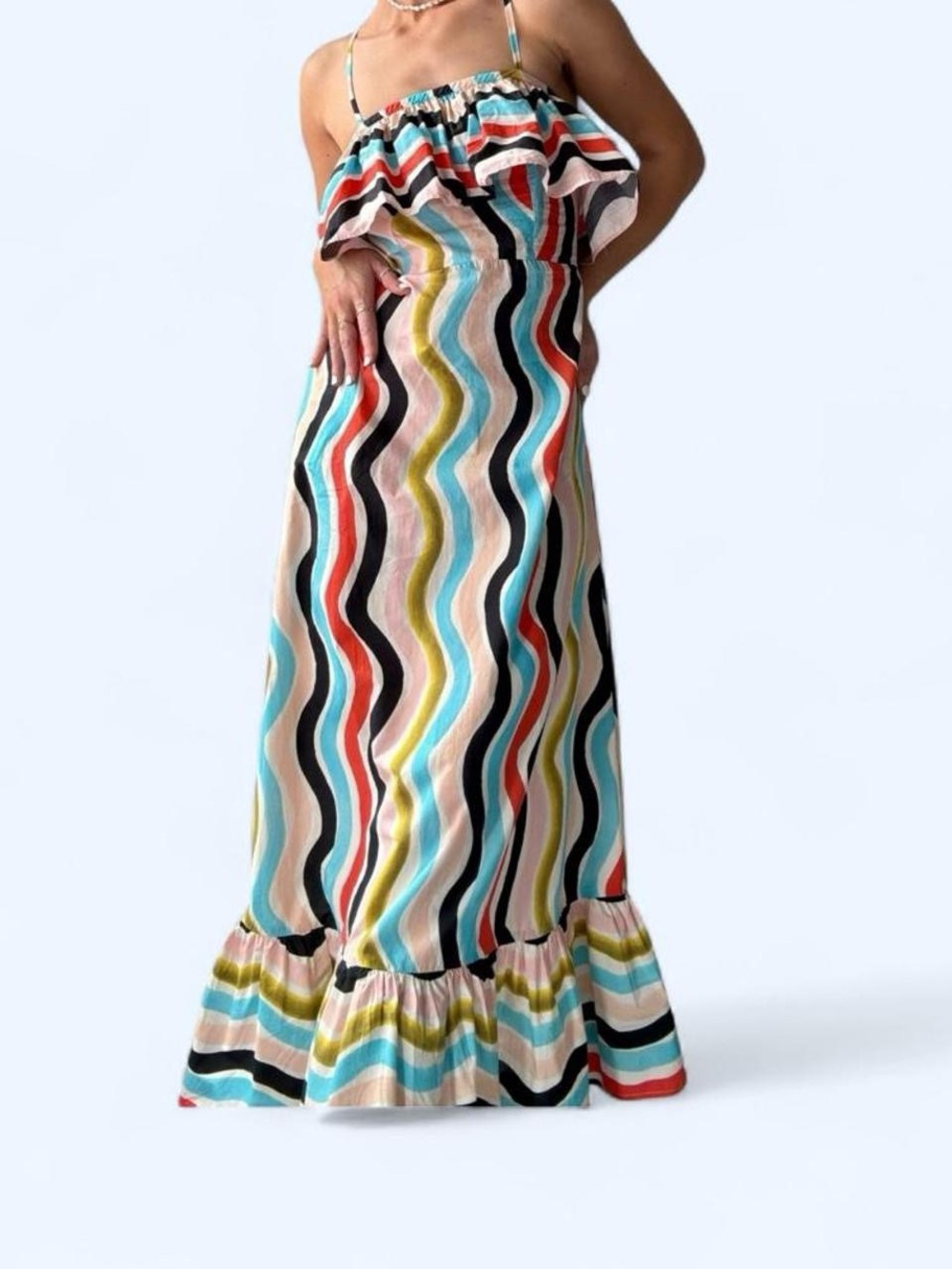 FARM RIO - SLEVELESS RUFFLE MAXI DRESS - Picture 2 of 6